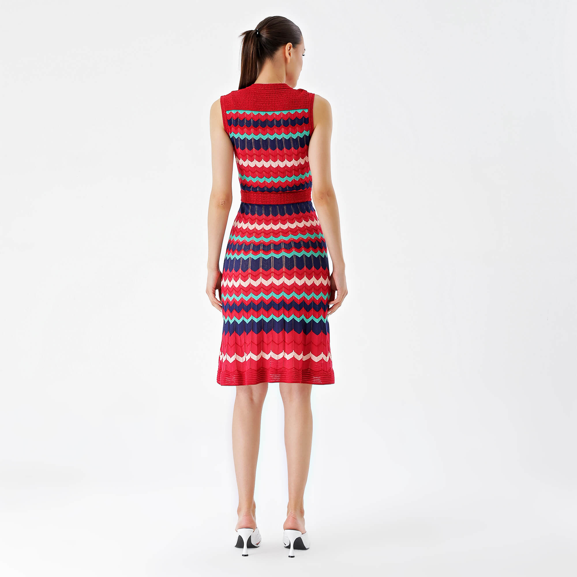 Missoni - Red Shiny&Multicolor Sleeveless Dress